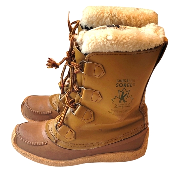 Sorel Shoes - Sorel boots vintage ski snow winter essential with removable wool liners tan 8